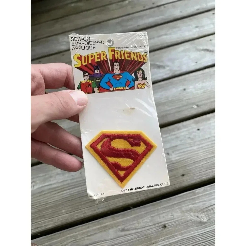 Vintage 1970s Superman Logo Embroidered Sew On Hat Jacket Patch DC Comics USA - Picture 4 of 5